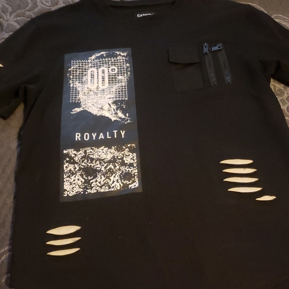 CARBON BRAND black distressed long t-shirt - Picture 1 of 5